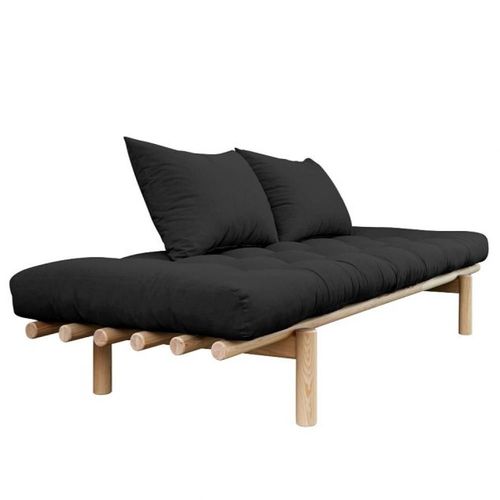Mridienne Futon Pace En Pin Coloris Gris Fonc Couchage 75*200 Cm.
