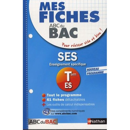 Ses Enseignement Spcifique Tle Es    Format Broch 