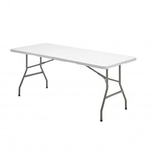 Table Pliante Rectangulaire Hdpe Multifonctionnelle, Portable, Rsistant,Multi-Usages 180x74x74 Cm. Couleur Blanc