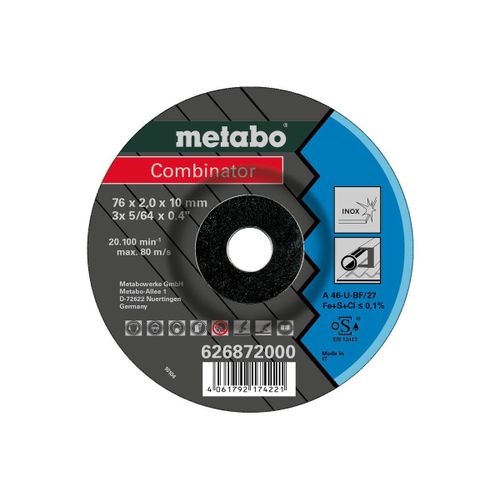 Metabo 3 Combinator 76x2,0x10 Mm, Inox, Meule De Trononnage Et Meule D'barbage, Modle Coud - 626872000