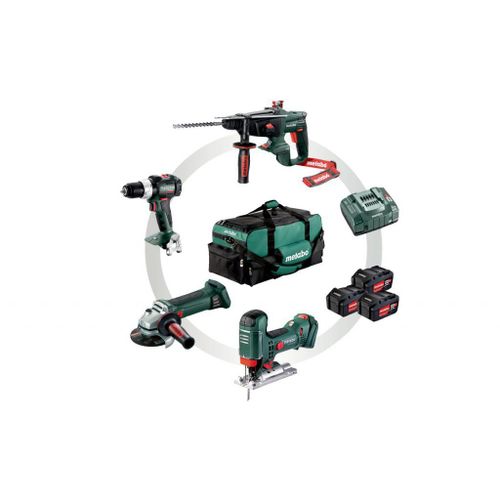 Metabo Combo Set 4.3 (691157000) Machines Sans Fil En Set 18v; Mallette Souple; Sb 18 Lt Bl + W 18 Ltx 125 Quick + Kha 18 Ltx + Sta 18 Ltx 100