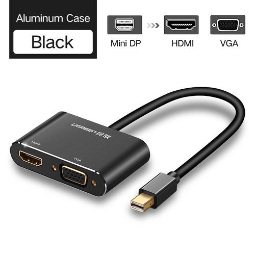 Mtal-Noir - adaptateur Mini DisplayPort vers HDMI VGA, compatible Thunderbolt 2, cble DP pour MacBook Surface Pro 4, Mini DP