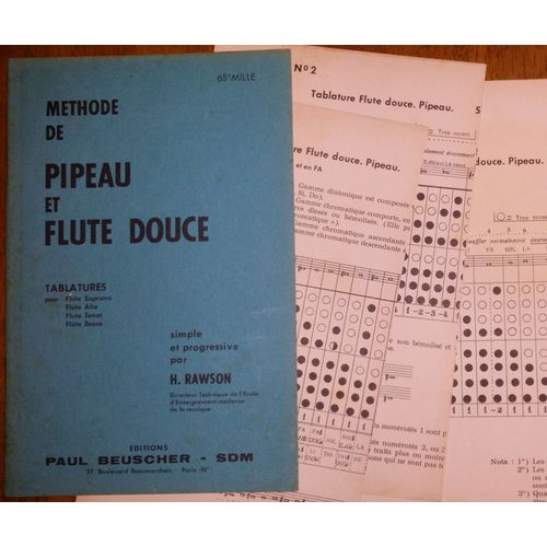 Mthode De Pipeau Et Flte Douce - Rawson - 3 Planches Doigts, Tablatures, Etc.