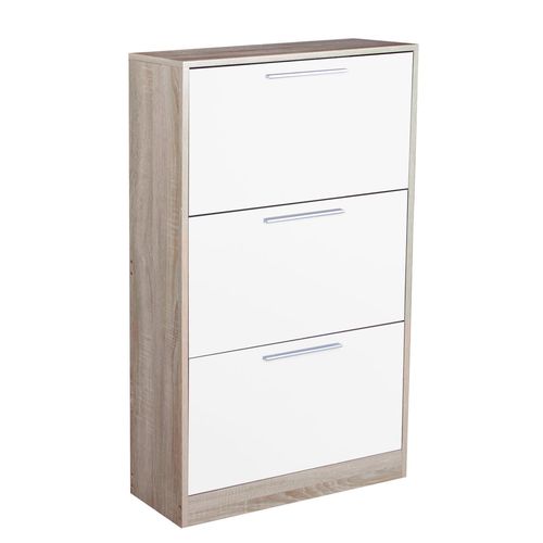 Meuble  Chaussure Design Bois Pratik - L. 63 X H. 117 Cm - Blanc