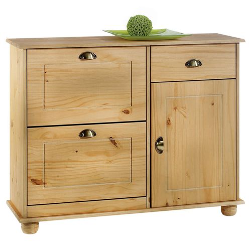 Meuble  Chaussures Colmar Armoire Rangement Avec 2 Abattants 1 Tiroir Et 1 Porte Avec 1 tagre, En Pin Massif Finition Cire