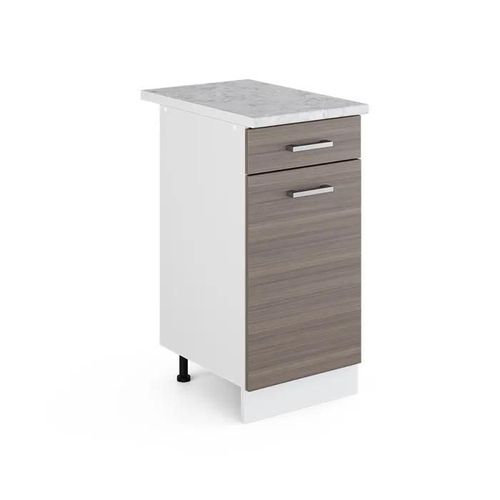 Meuble Bas Universel R-Line, 40cm Avec Tiroir, Avec Pt, Gris, Blanc, Vicco