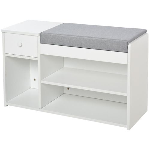 Meuble Chaussures Banc  Chaussures 2 Niveaux Rangement, Niche, Tiroir, Coffre Intgr Avec Coussin Gris