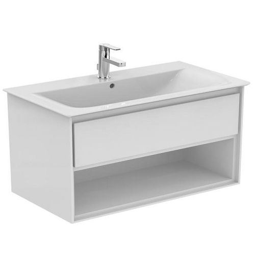 Meuble Connect Air 100 Cm Pour Lavabo-Plan Avec 1 Tiroir Et 1 Niche Blanc Laqu? / Blanc Mat E0828b2 Ideal Standard