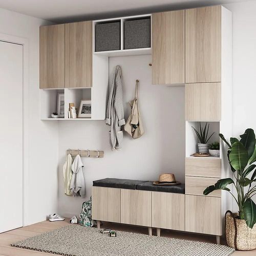 Meuble D'entre Blanc Et Effet Chne Goodhome Atomia H. 236 X L. 250 X P. 37 Cm