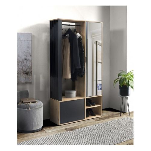 Meuble D'entre Emilio Coloris Chne Artisan/Noir 100x33 H.189,4 Cm-Noir-Noir--