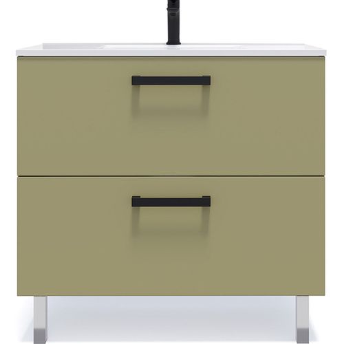 Meuble Salle De Bain Vasque Intgre 90cm 2 Tiroirs Vert