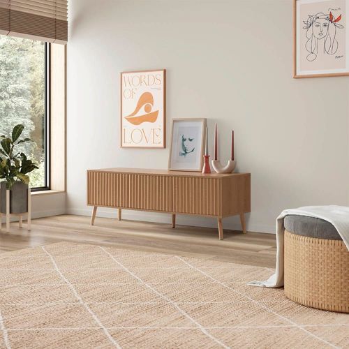 Meuble Tv 3 Portes Effet Chne, Longueur 130 Cm