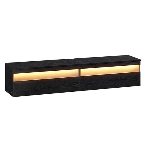 Meuble Tv Suspendu, tagre Murale Pour Salon, Adapt  Divers Tlviseurs, Table Tv, Pour Salon, Style Moderne, 147 X 35 X 30 Cm, Noir Bois