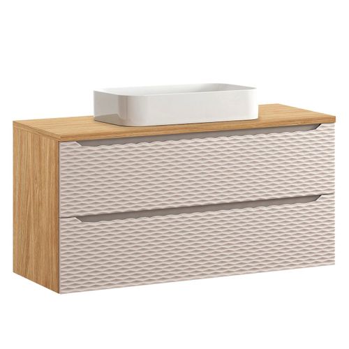 Meuble Vasque 2 Tiroirs Stratifis Beige