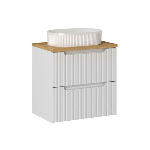 Meuble Vasque 2 Tiroirs Stratifis Blanc Et Beige