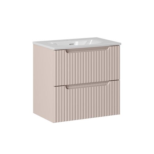 Meuble Vasque Encastre 2 Tiroirs Stratifis Beige