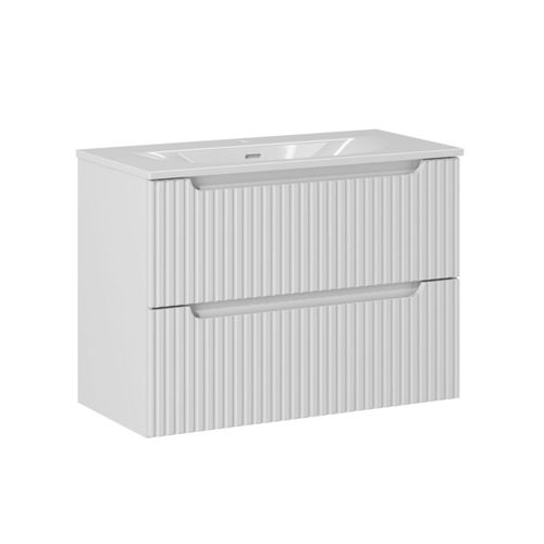 Meuble Vasque Encastre 2 Tiroirs Stratifis Blanc