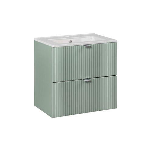 Meuble Vasque Encastre 2 Tiroirs Stratifis Vert