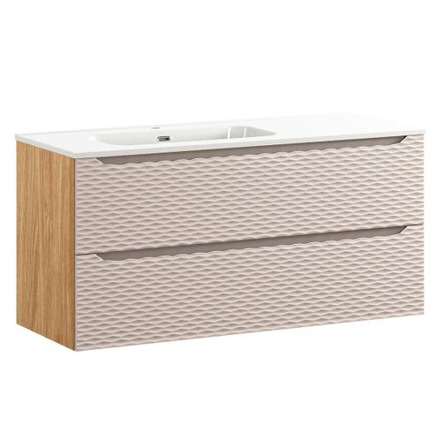 Meuble Vasque Encastre Gauche 2 Tiroirs Stratifis Beige