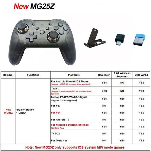 Mg25z Bk - Manette De Jeu Sans Fil Pour Nintendo Switch, Switch Lite, Oled Tesla, Manette De Voiture Pour Android, Ios, Appareil Mobile Pc, Manettes De Jeu