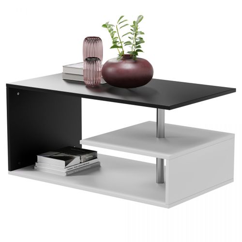 Miadomodo Table Basse - Multi-Niveaux, 90x50x41 Cm, Design Moderne, Blanc/Gris Fonc - Table Centrale Pour Salon,Table D'appoint