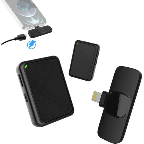 Micro Cravate Sans Fil,Gimpro Mb1X(A) 2.4Ghz Lightning Microphone De Poche 2Tx&1Rx Avec Sourdine  1 Pression Et 3 Modes De Dbruitage Pour Les Live Tiktok Youtube,Micro-Cravate-Sans-Fil-Iphone