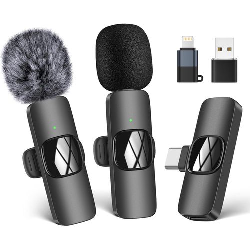 Micro Cravate sans fil pour iPhone/Tlphone Android/Ordinateur Portable, Microphone  revers USB C pour enregistrement vido