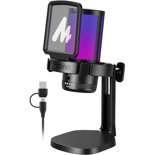 Micro Gaming Rgb, Condensateur Microphone Antibruit Pour Streaming Podcast Studio, Microphone Usb Pour Ps5/Ps4/Mac Avec clairage Rgb Contrlable, Sourdine  Une Touche, Contrle Du Gain, Dgm20
