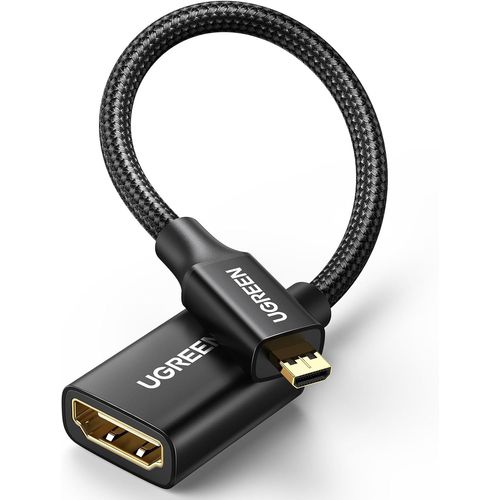 Micro HDMI vers HDMI 4K 60Hz Adaptateur Micro HDMI Mle vers HDMI Femelle Nylon Tress Supporte 3D Ethernet Arc Compatible avec Raspberry Pi 4 Hero 7 ASUS Zenbook Yoga 25CM.[W831]