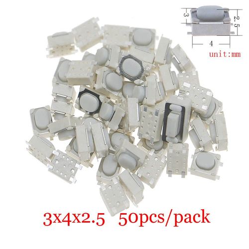 Micro-Interrupteur Tactile  Bouton-Poussoir Assressenti,Tlcommande De Voiture,Interrupteurs Tactiles,Mini Interrupteur De Cristal Du Cuir Chevelu,Prdire,Bricolage - Type 3x4x2.5 50pcs #A