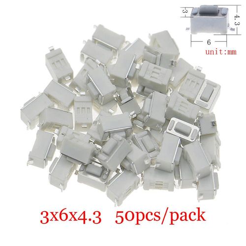 Micro-Interrupteur Tactile  Bouton-Poussoir Assressenti,Tlcommande De Voiture,Interrupteurs Tactiles,Mini Interrupteur De Cristal Du Cuir Chevelu,Prdire,Bricolage - Type 3x6x4.3 50pcs #A