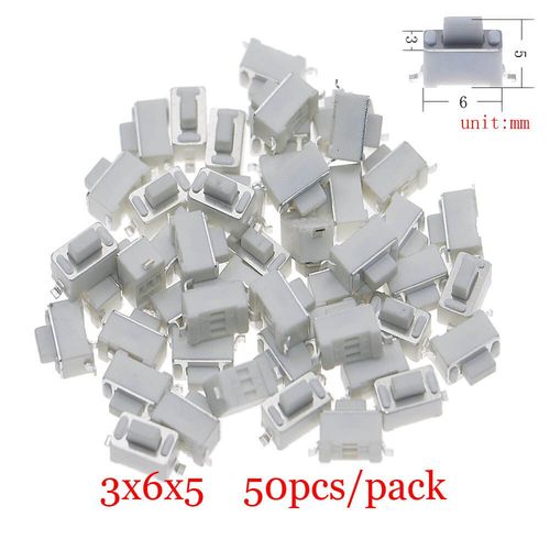 Micro-Interrupteur Tactile  Bouton-Poussoir Assressenti,Tlcommande De Voiture,Interrupteurs Tactiles,Mini Interrupteur De Cristal Du Cuir Chevelu,Prdire,Bricolage - Type 3x6x5 50pcs #B