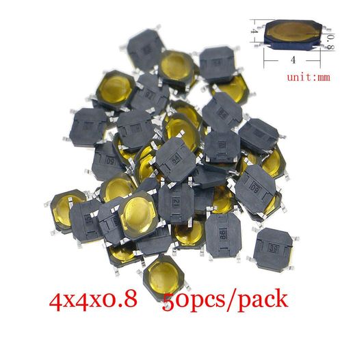 Micro-Interrupteur Tactile  Bouton-Poussoir Assressenti,Tlcommande De Voiture,Interrupteurs Tactiles,Mini Interrupteur De Cristal Du Cuir Chevelu,Prdire,Bricolage - Type 4x4x0.8 50pcs #B