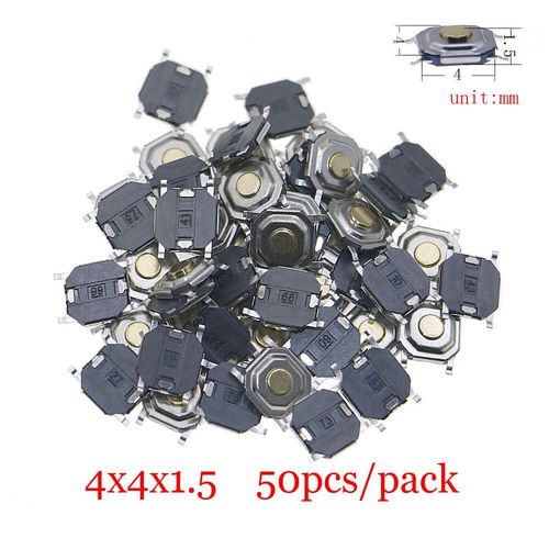 Micro-Interrupteur Tactile  Bouton-Poussoir Assressenti,Tlcommande De Voiture,Interrupteurs Tactiles,Mini Interrupteur De Cristal Du Cuir Chevelu,Prdire,Bricolage - Type 4x4x1.5 50pcs #B