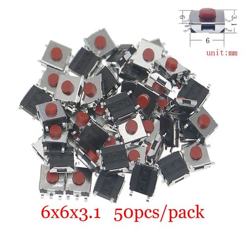 Micro-Interrupteur Tactile  Bouton-Poussoir Assressenti,Tlcommande De Voiture,Interrupteurs Tactiles,Mini Interrupteur De Cristal Du Cuir Chevelu,Prdire,Bricolage - Type 6x6x3.1 50pcs #A