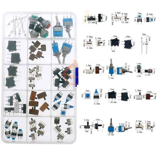 Micro-Interrupteur Tactile Pour Voiture,Kit Assressenti,Interrupteurs Tactiles  Bouton-Poussoir,Mini-Interrupteur De Cristal Du Cuir Chevelu,Tlcommande,Prdire,Bricolage - Type 62pcs X 15value #B