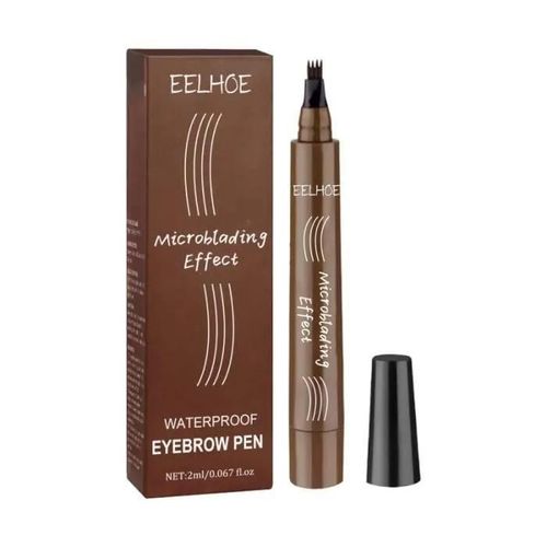 Microblading - Crayon  Sourcils 2 En 1 Avec Deux Extrmits Pour Femme - 3 Pointes Et Brosse Spoolie - Sourcils - Marron Noir