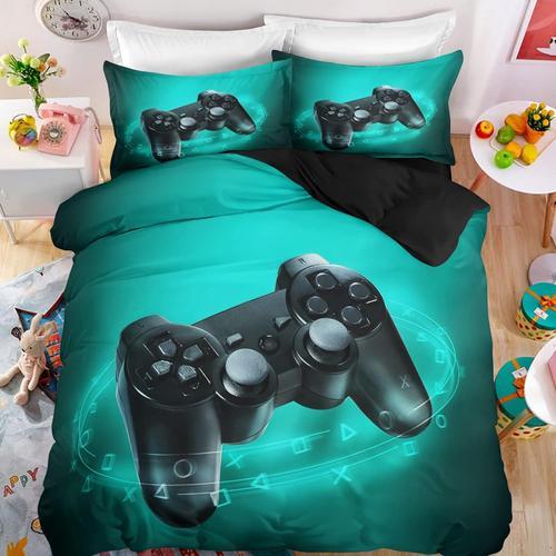 Microfibre Parure De Lit X Complet Doux Confortable X Cm Parures De Lit Manette De Jeux Gamepad Jeux VidO Gaming Gamer Housse De Couette Personnes Fille + X Taies D'oreiller Xcm