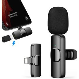 Microphone Cravate sans Fil, pour iphone/ipad, Réduction Intelligente du  Bruit Micro, Plug & Play, Diffusion en Direct