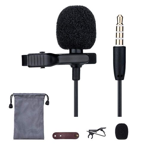 Microphone cravate stereo a condensateur a clipser pour smartphone, tablette, enregistreur vocal, enregistreur vocal, interview, podcast, videoconference - 3,5 mm