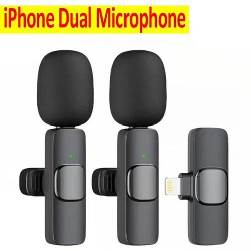 Microphone Lavalier sans fil pour la diffusion en direct, microphone prometteur, rduction du bruit en direct, micro pour iPhone, Android, TikTok, Facebook (2-en-1 pour iPhone)