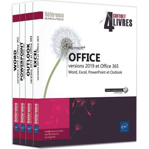 Microsoft Office (Versions 2019 Et Office 365) - Coffret En 4 Volumes : Word, Excel, Powerpoint Et Outlook   de Collectif  Format Beau livre 