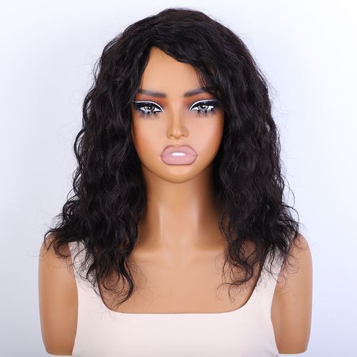 Miel Boucls Bob Perruques Cheveux Humains Partie Latrale Pr Plume Grand Moelleux Brun Mixte Blonde Sans Colle Bob Perruque Boucle Avec Frange Frange - Type Black-16 Pouces