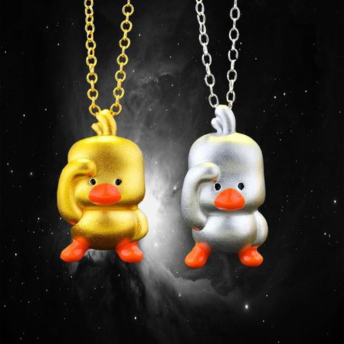 Mignon Petit Collier De Canard Jaune 3d En Trois Dimensions Mignon Plaqu Argent Hommes Et Femmes Couple Copines Pendentif K1121 Lvn6524