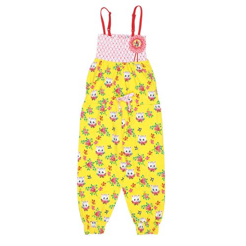 Mim-Pi Combi Pantalon Chat Jaune 4 6 7 8 9 10 Ans t 2013 Yellow Jumpsuit Cat 106 - 140 Neuf