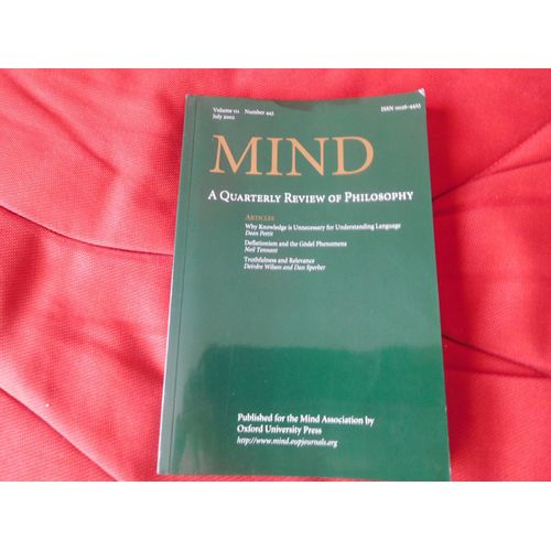 Mind. A Quarterly Review Of Philosophy. Vol. 111