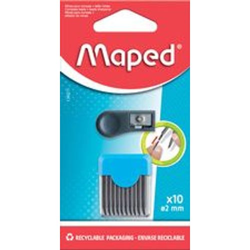 Mines De Rechange Pour Compas - Hb - 2mm - Taille Mines Inclus - Lot De 10 - Maped
