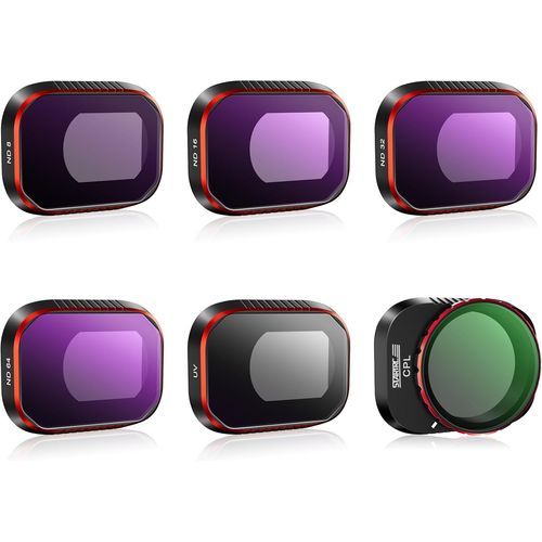 Mini 4 Pro Filtres,Ensemble De Filtres Nd Multicouches Pour Dji Mini 4 Pro Accessoires De Drone-6-Pack Nd8,Nd16,Nd32,Nd64,Uv,Cpl Filtres(Version Aluminium)