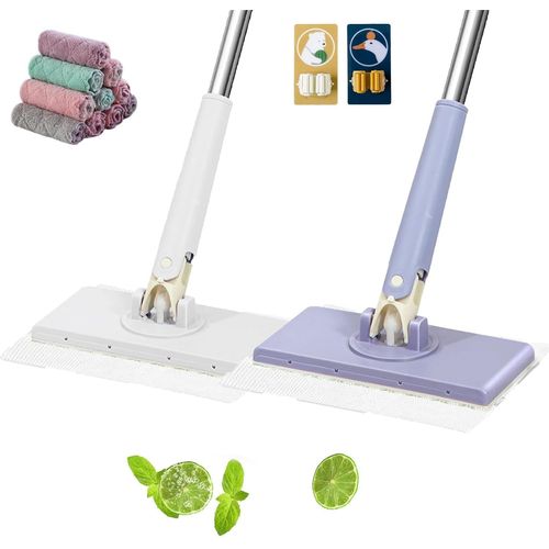 Mini-Balai  Changement Automatique, Balai Essoreur Multifonction, Compatible Avec Les Serviettes Et Lingettes Jetables (A+B, 93 Cm/36,6 Po)