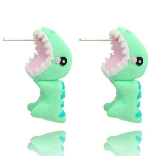 Mini Boucles D'oreilles Cratives En Rsine Pour Femmes, Mignon, Animal De Dessin Anim, Dinosaure Vert Et Hippo Bleu, Bijoux  La Mode